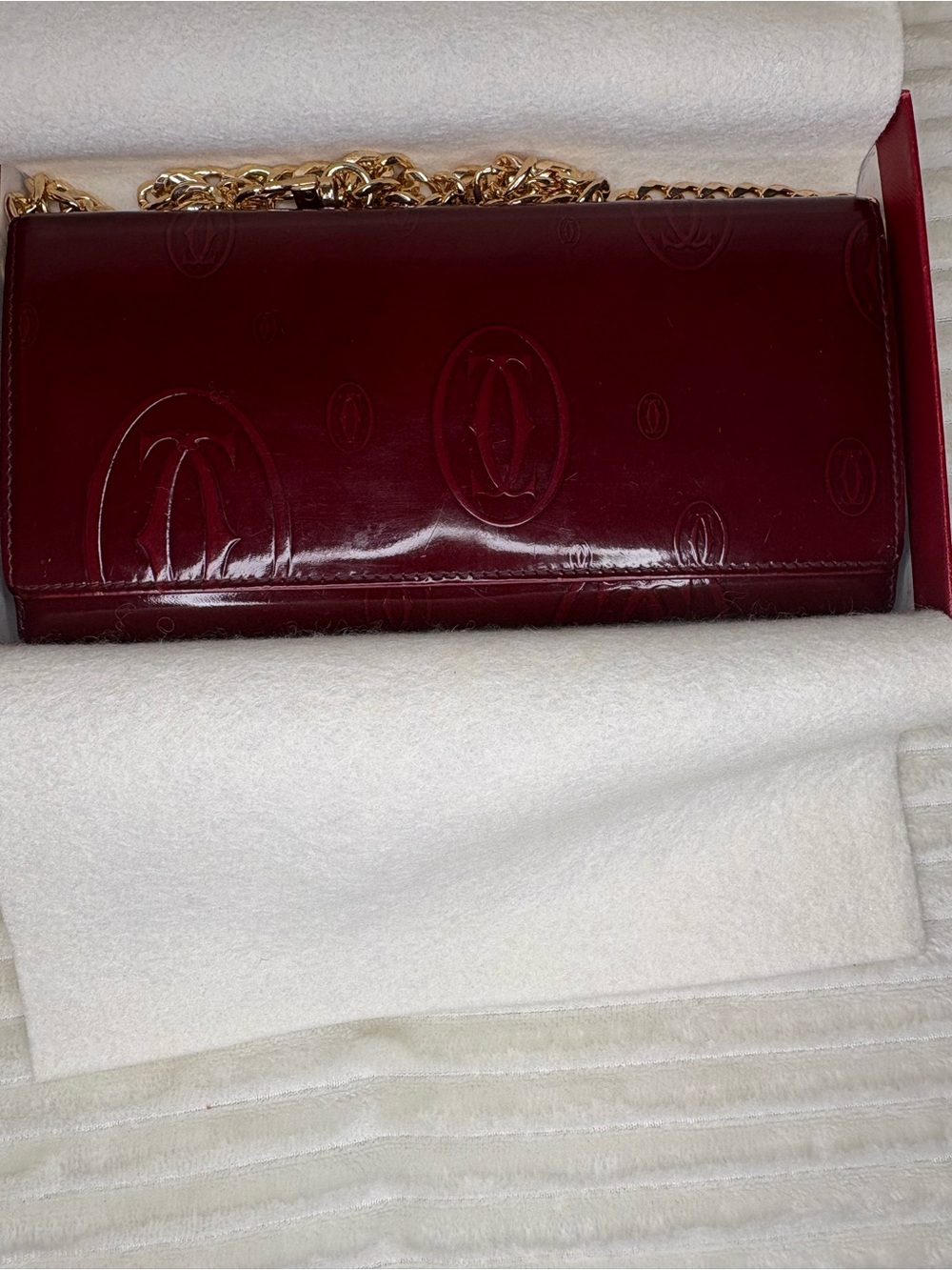 Cartier Vintage Dark Red Happy Birthday Continental Wallet w COA
